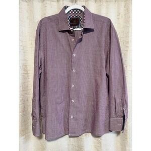Tattersall London Button Down Mens 17 32/33 Burgundy Check Preppy Heritage Gents